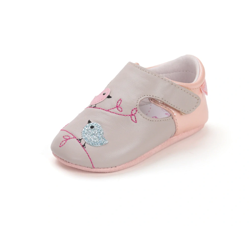 D.D. Step Dětské kožené capáčky, šedorůžová