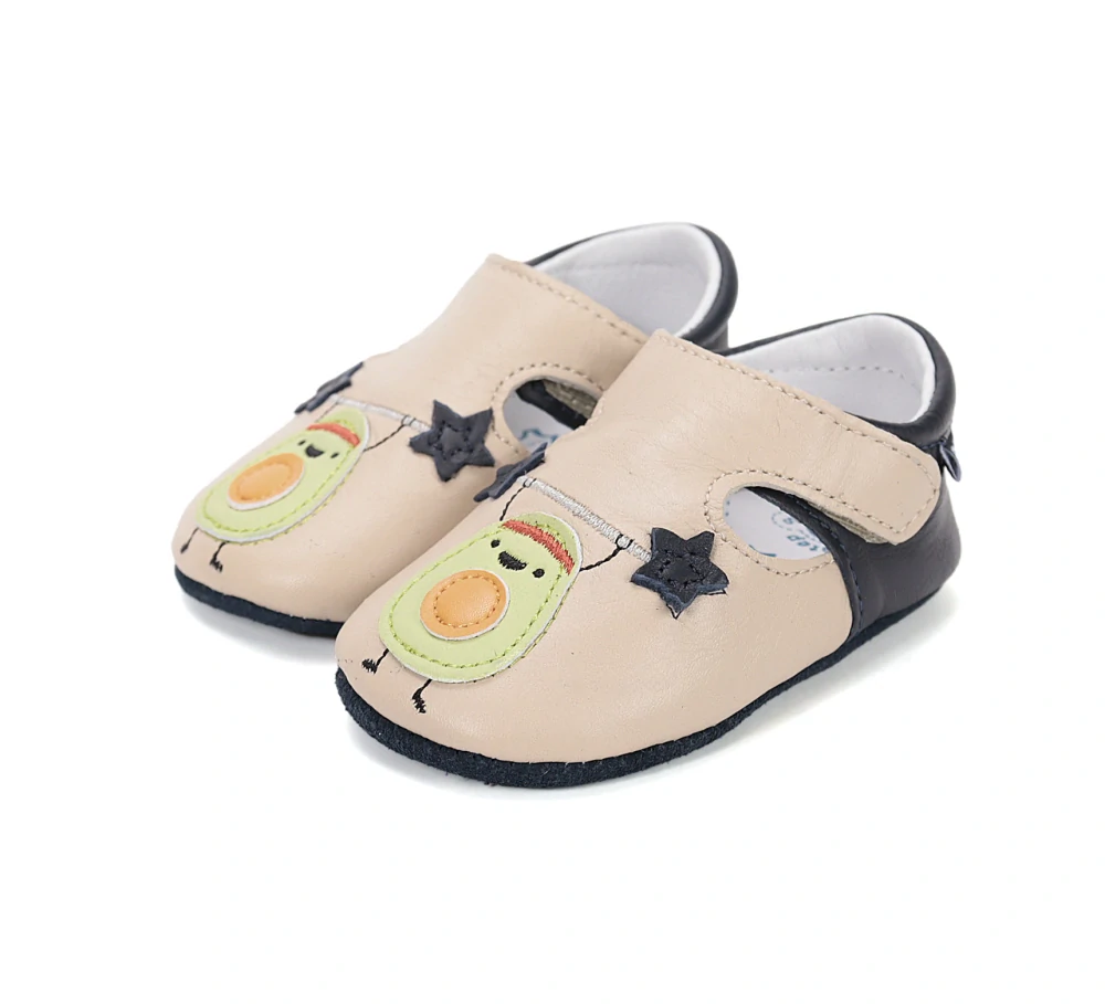 D.D. Step Dětské kožené capáčky, modrohnědé