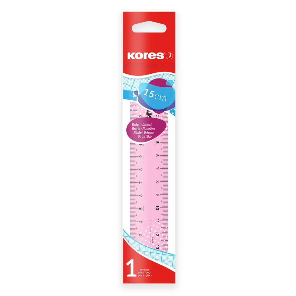 Kores pravítko 15 cm transparentní