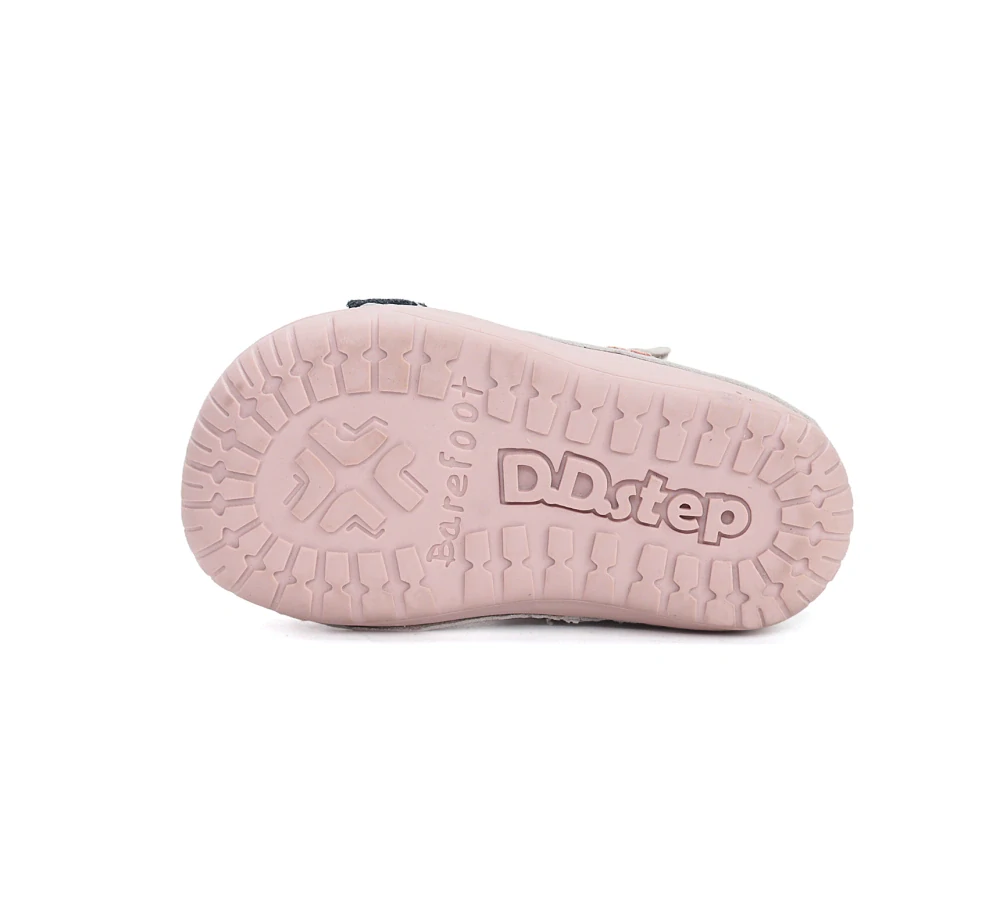 D.D. Step Dětské barefoot kožené baleríny, stříbrná