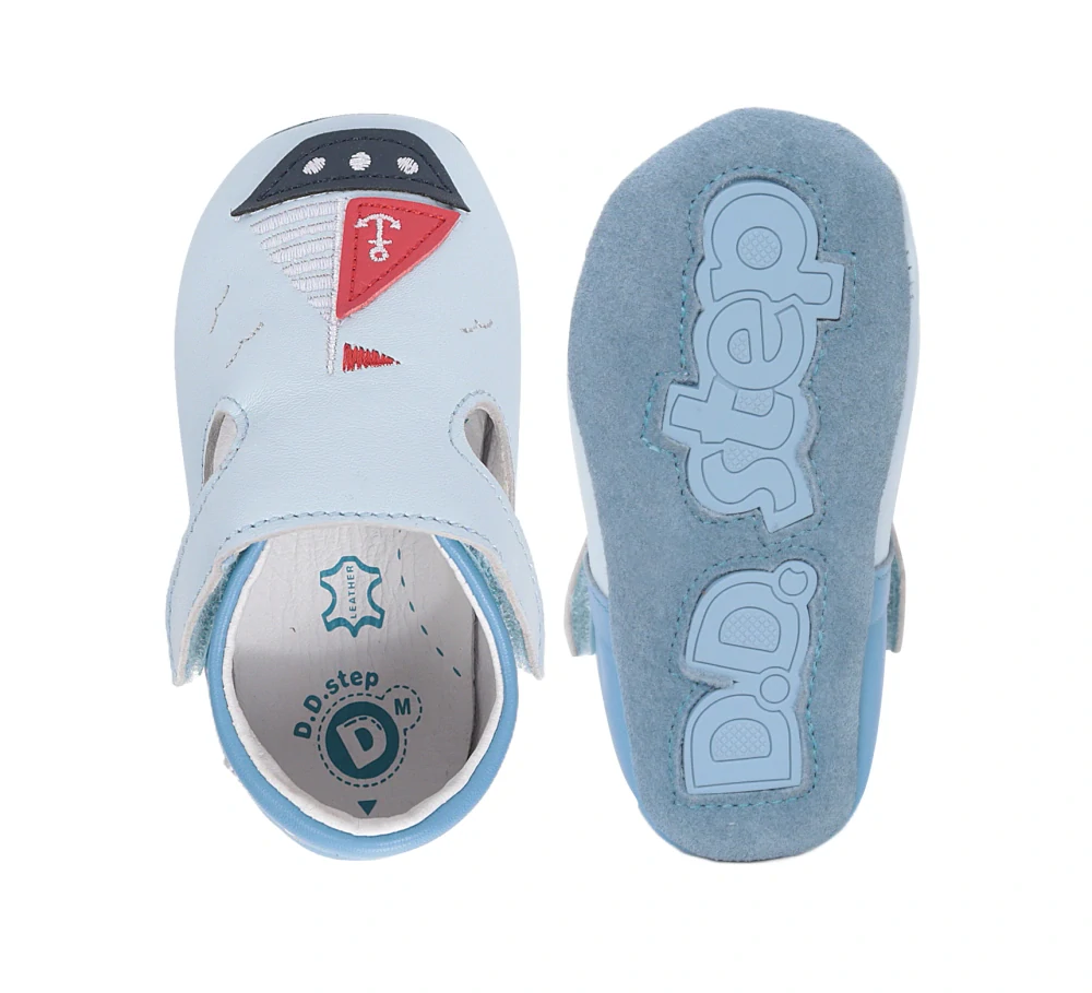 D.D. Step Dětské kožené capáčky, modrá