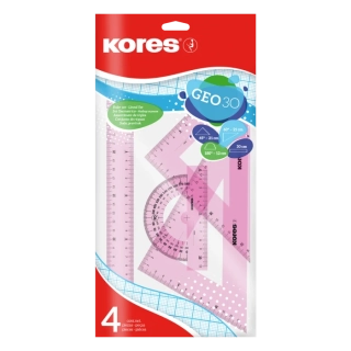 Kores set 4 plastových pravítek GEO 15,